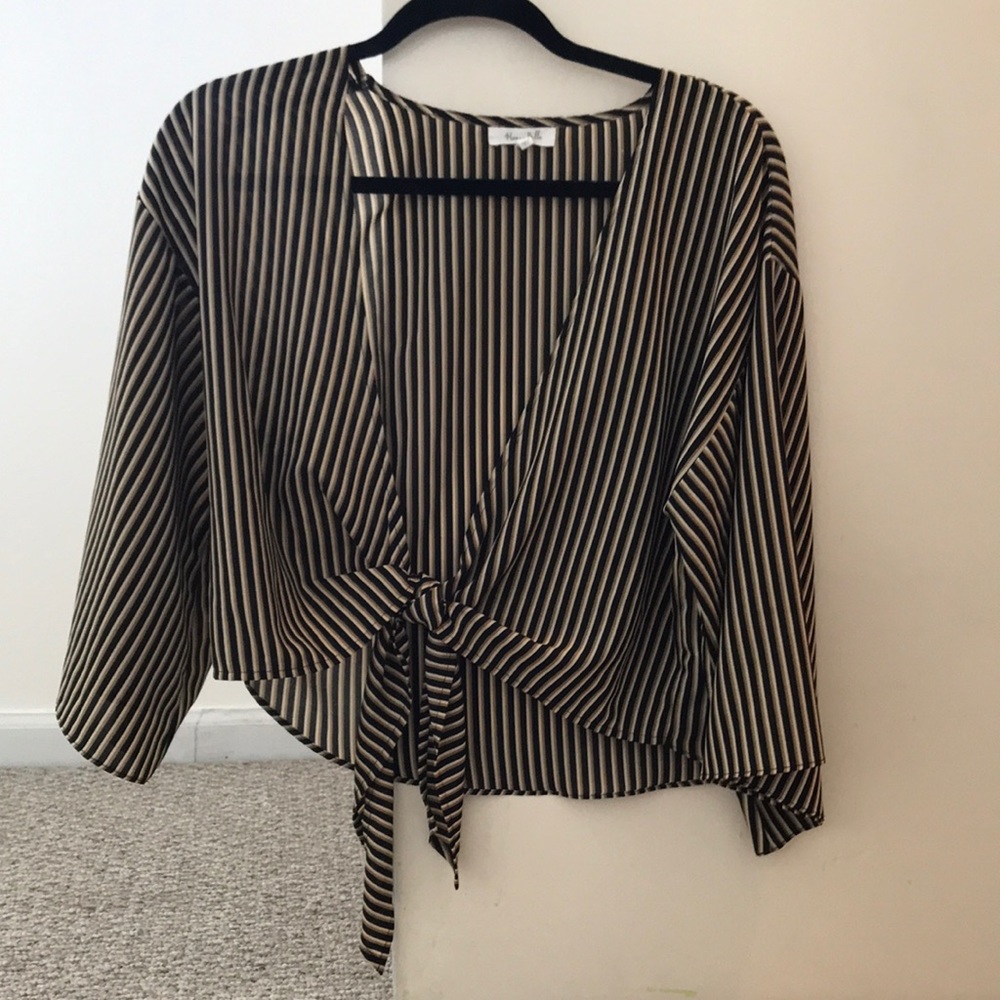 Striped Front Tie Top